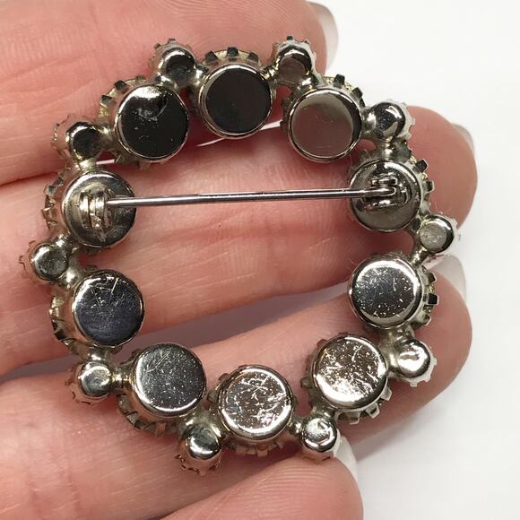 VTG Rhodium Plated Pastel Pink Purple Amethyst Brooch Rhinestones Silver Tone - Picture 7 of 12